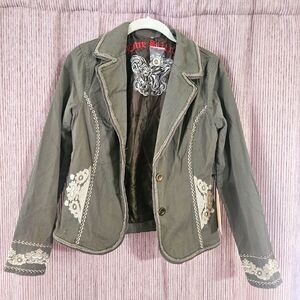 NWT Love Stitch Green Embroidered Jacket, Size Small